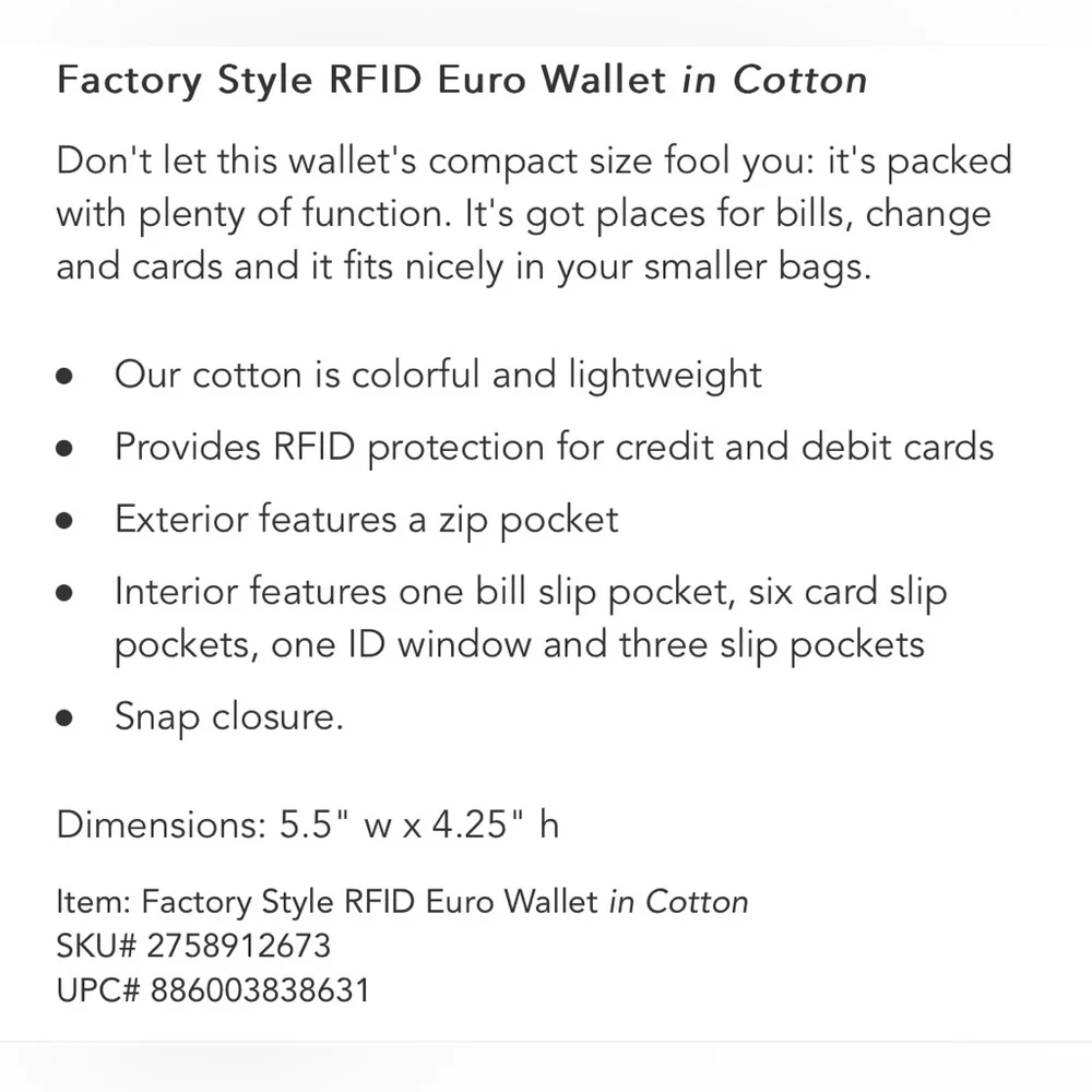 Vera Bradley RFID Euro Wallet in Stellar Paisley - Picture 3 of 3